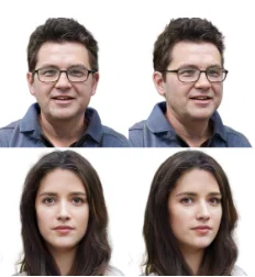 Synthesized human heads shown from multiple viewpoints.